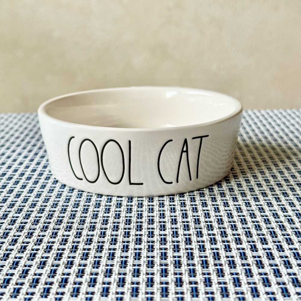 Rae Dunn COOL CAT Ceramic Food or Water Bowl NEW!!